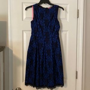Isaac Mizrahi Blue and Black Lace Dress